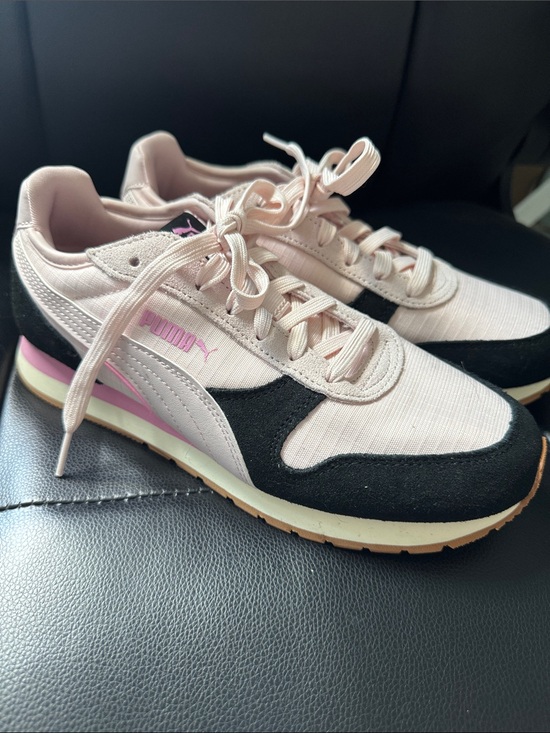Puma Shoes - Puma Women’s Pale Pink and Black Retro Runner Sneakers